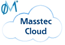 Desenho de uma nuvem encimado pelo logotipo da Masstec e com os dizeres Masstec Cloud