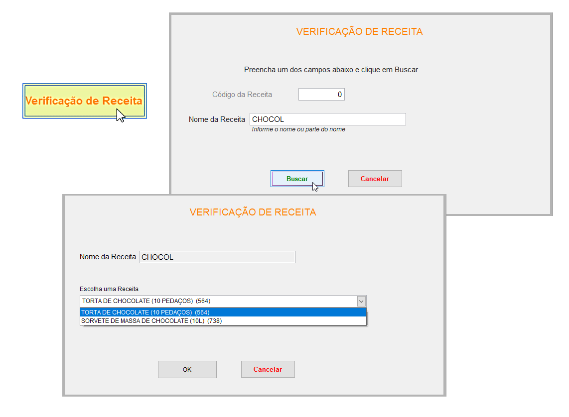 Botao do menu para verificação de receita